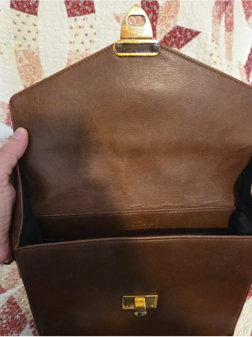 Valentino Garavani Brown Leather Crossbody with Gold Hardware - Picture 7 of 9